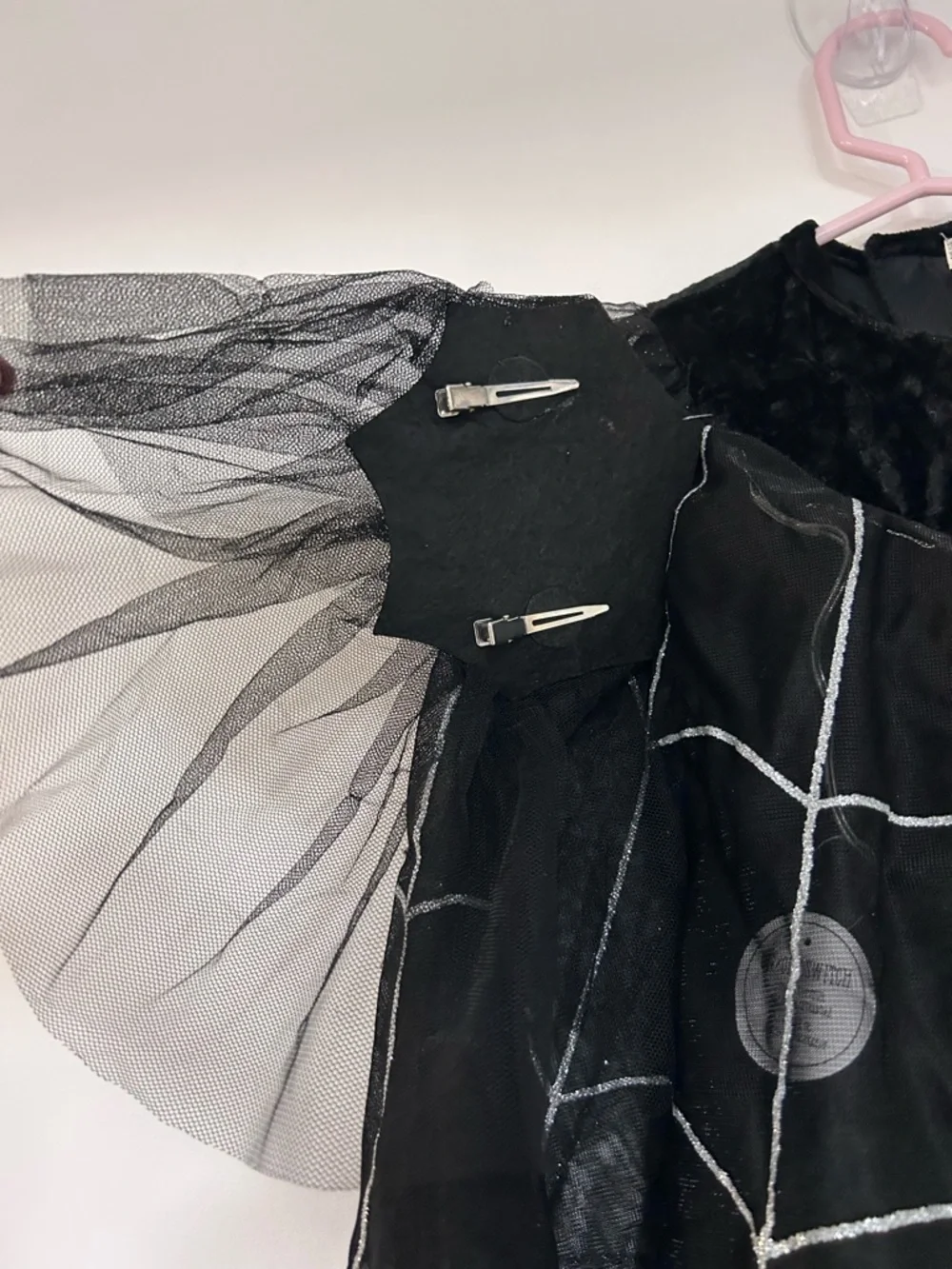 Pottery Barn Girls Black Spider Queen Costume Halloween Silver Web 2 Piece NWT